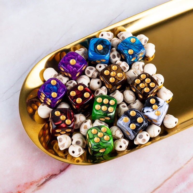 LAMJAM 36 Pieces 16mm Marble D6 Dice 6 Sided Dice Set Round Corner Board Game Dice for MTG DND Tenzi Farkle Yahtzee Bunco or Math Learning - Image 4